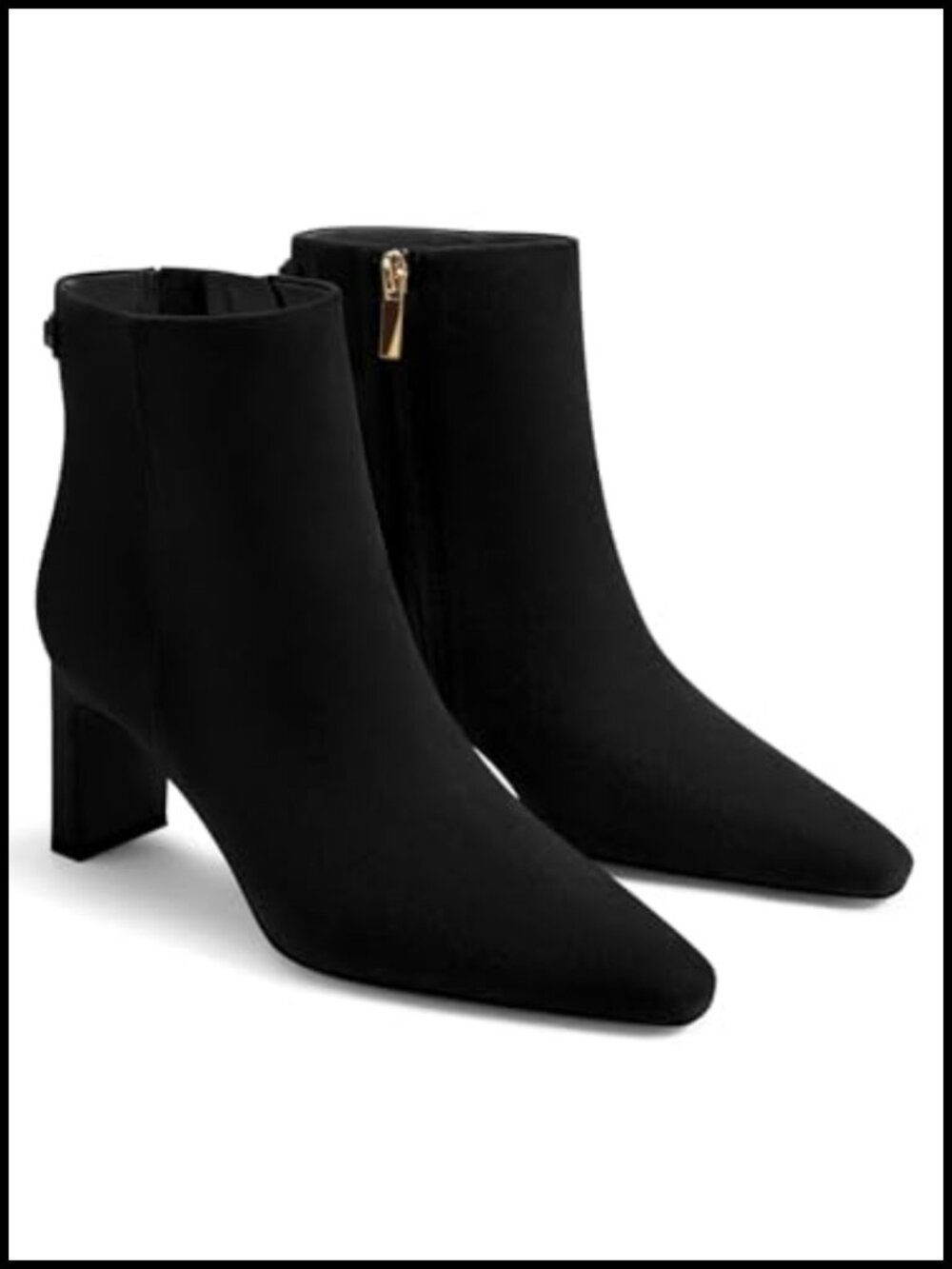 Women's Faux Suede Ankle Boots Chunky Heel Side Zipper Dress Booties